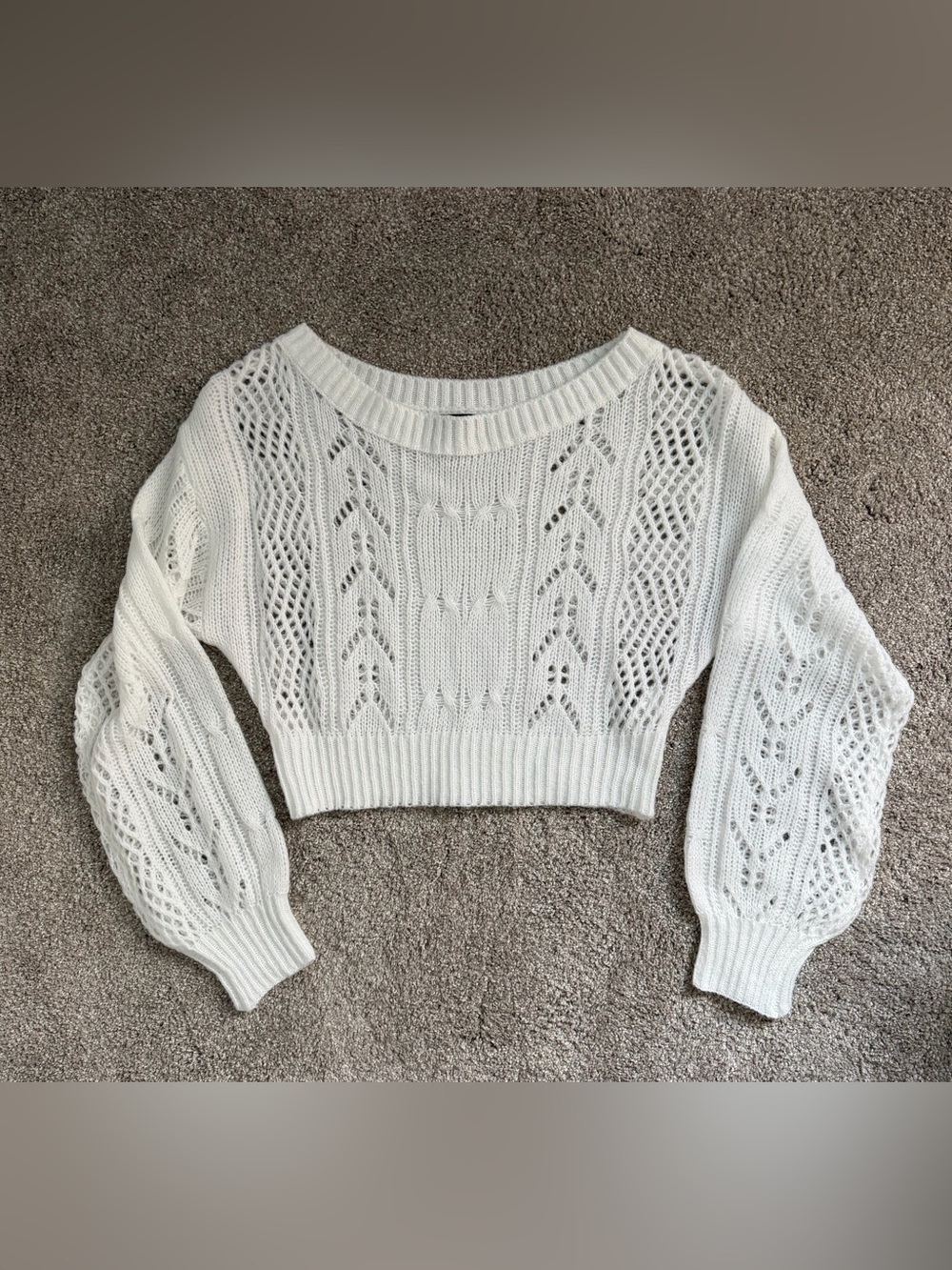 Shein Cropped Open-Knit Sweater